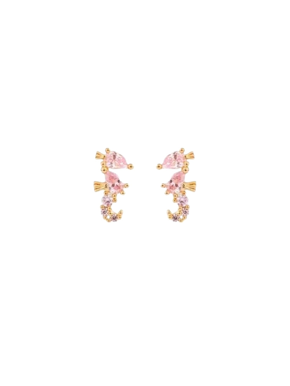 Cubic Zirconia Sea Horse Stud Earrings